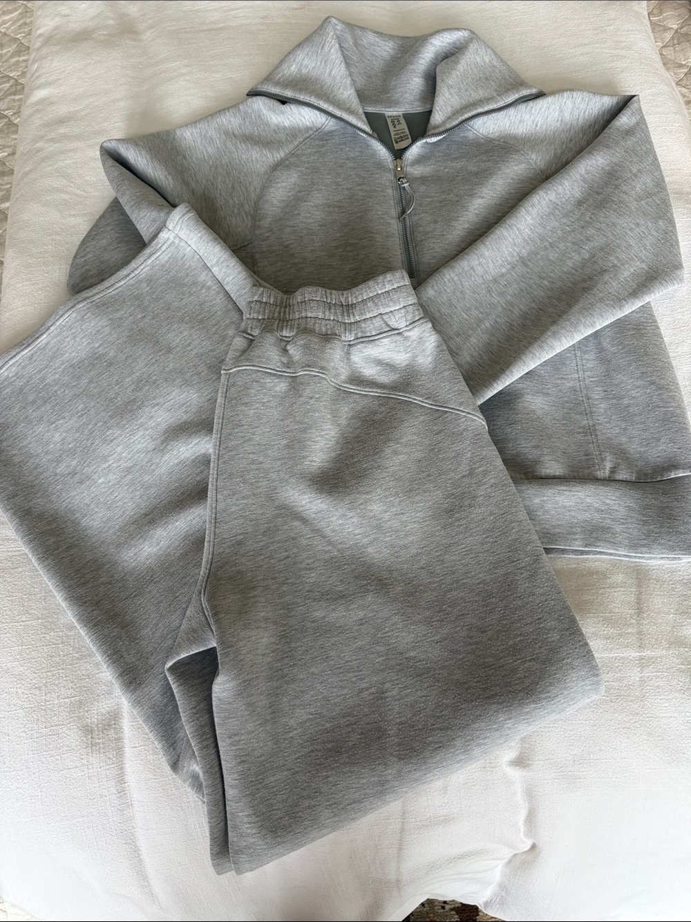 Spanx AirEssentials Set-Grey Fleece Jogger Pants and Quarter Zip